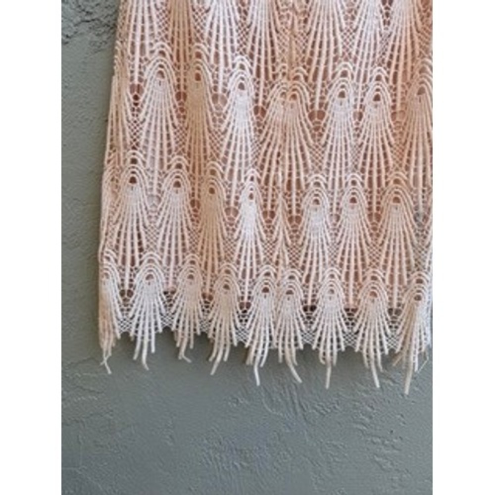 Aijek NEW Strapless Peach Crochet Lace Mini Dress Formal Wedding Coquette Party - Picture 11 of 11